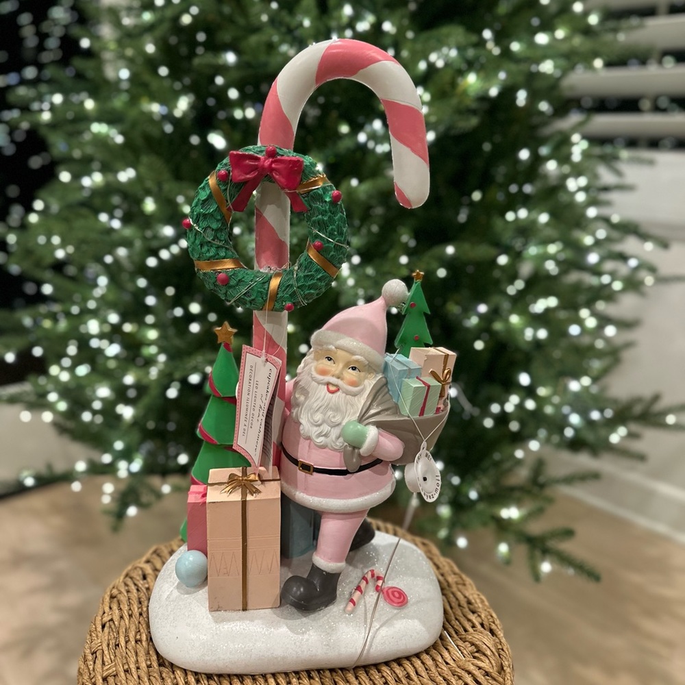Cupcakes & Cashmere Santa candy cane figure sculpture Christmas Holiday